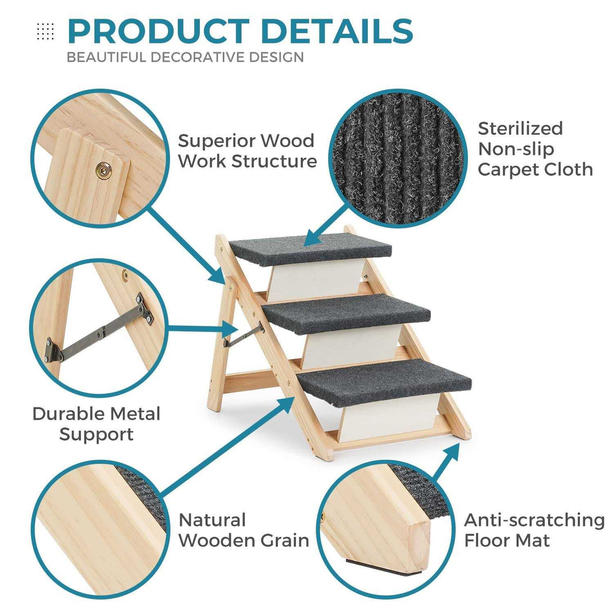 Wooden Pet Stairs H7568
