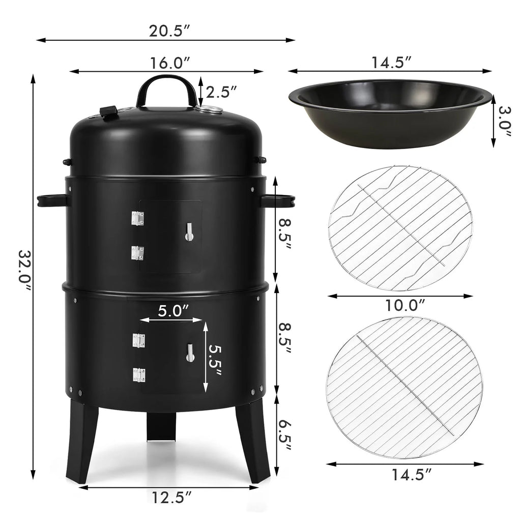 Charcoal Smoker Grill with Detachable 2 Layer C416