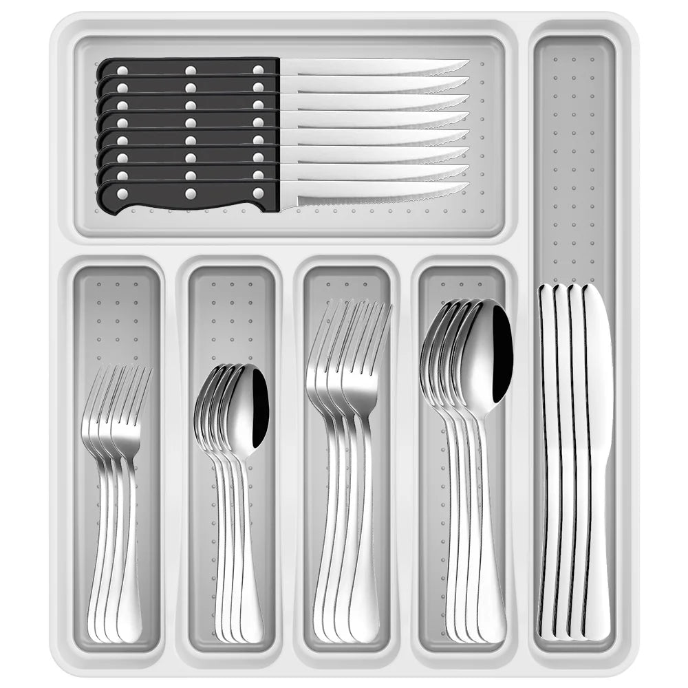 49-Piece Stainless Steel Silverware Set with Organizer H52772