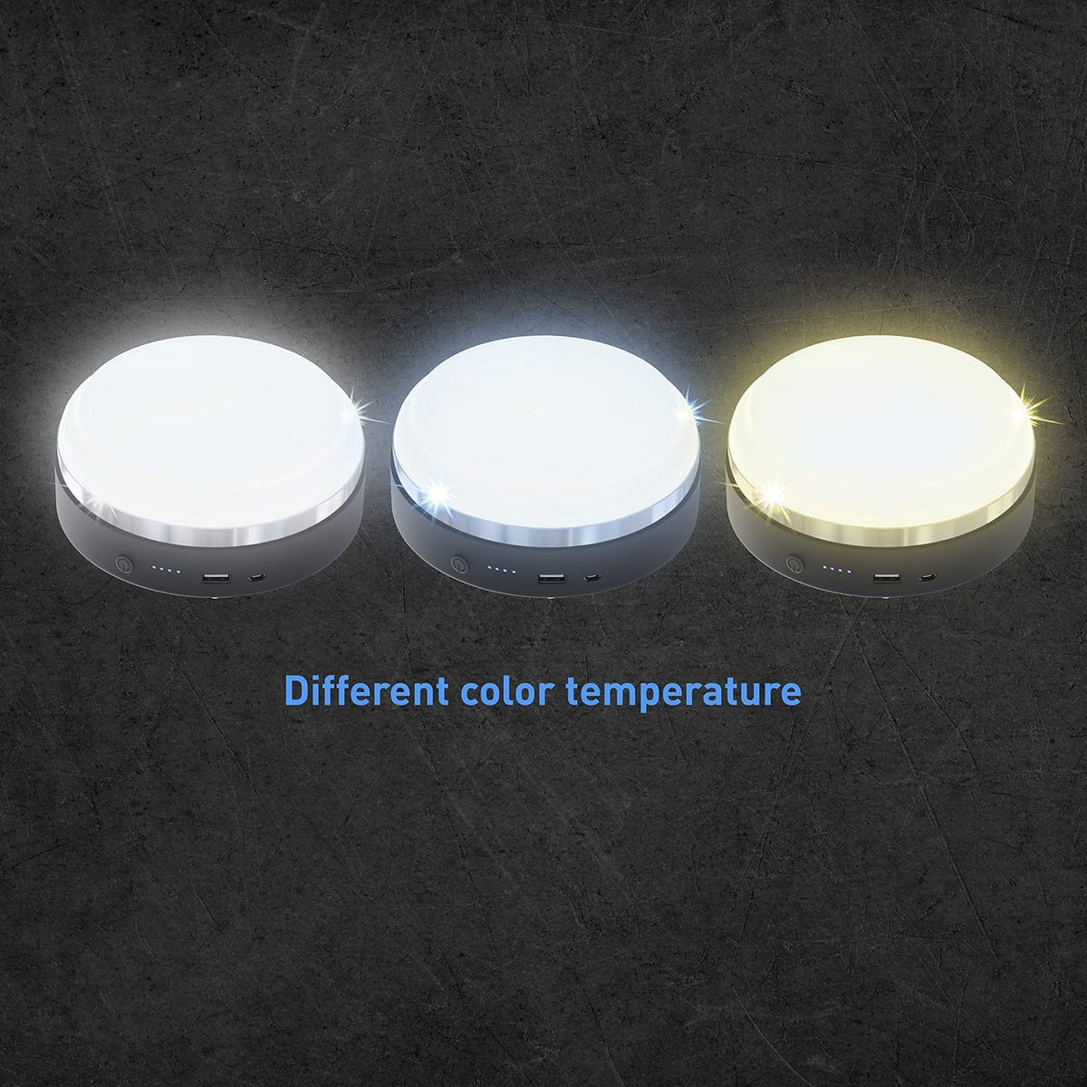 Camping LED Lamp Lantern with USB Power Bank 10000 mAh 3400 Lumen 80W Portable with Magnet Black F309868