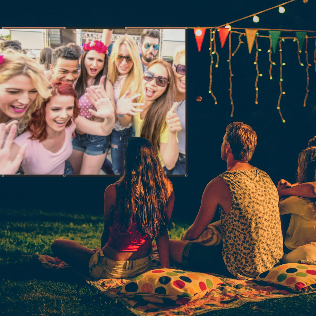 White Indoor/Outdoor Folding Projector Screen H3576