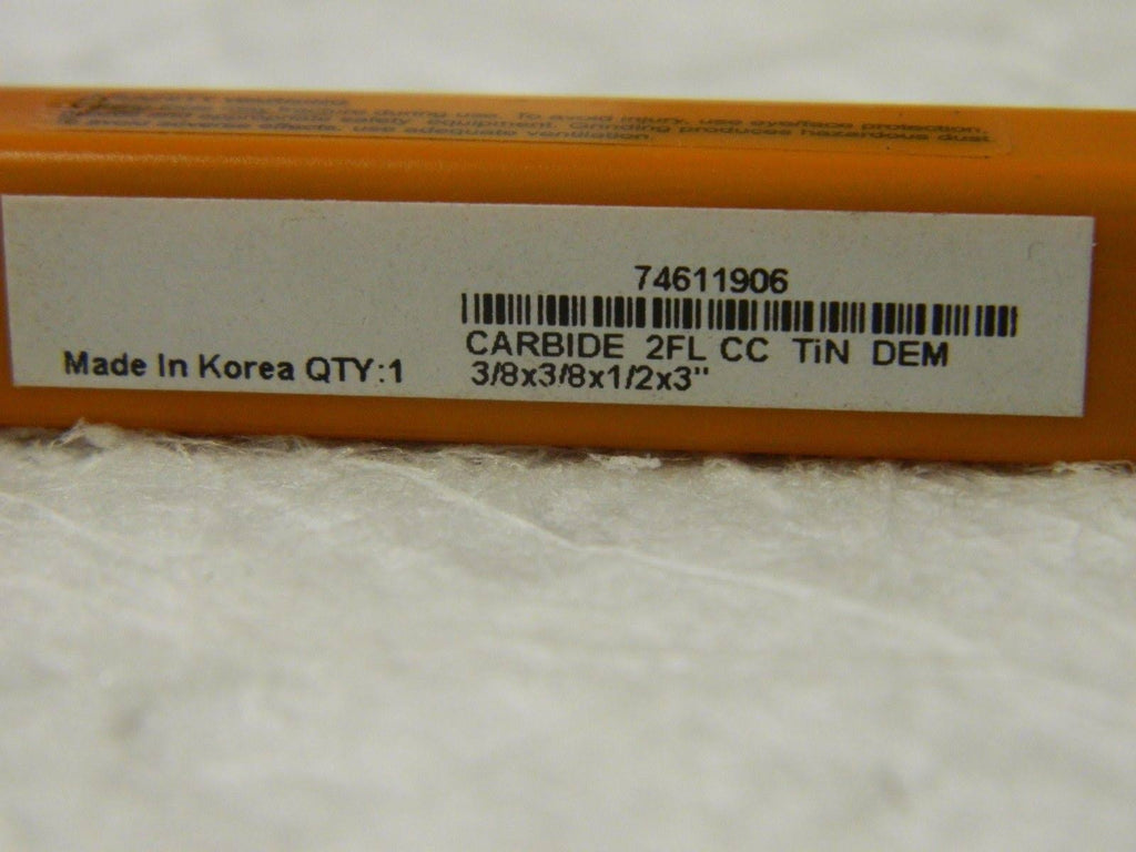 Solid Carbide Square End 3/8 Diam 1/2 2 Flute 2 Pack Z760363