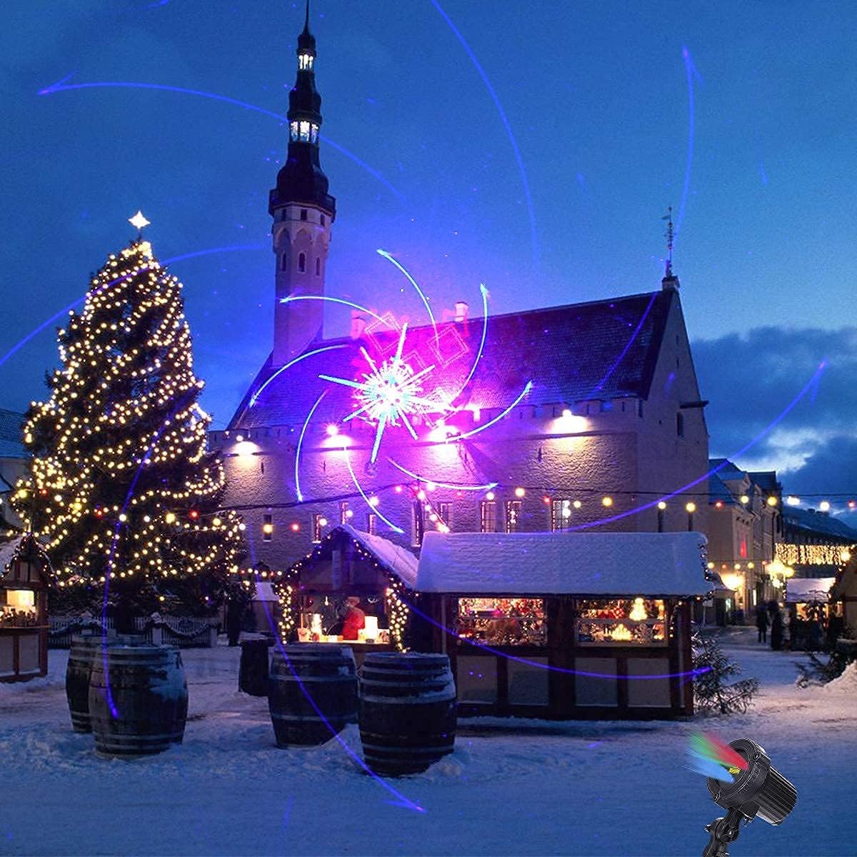 Christmas Projection Lights Outdoor Projector RGB 32 Motion Patterns Waterproof IP65 with Remote & Timer Q347