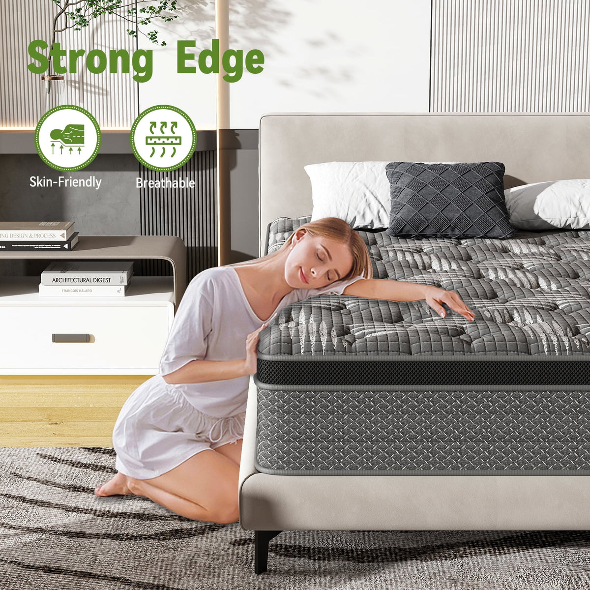 Black 10 inch Queen Gel Memory Foam Hybrid Mattress K2338