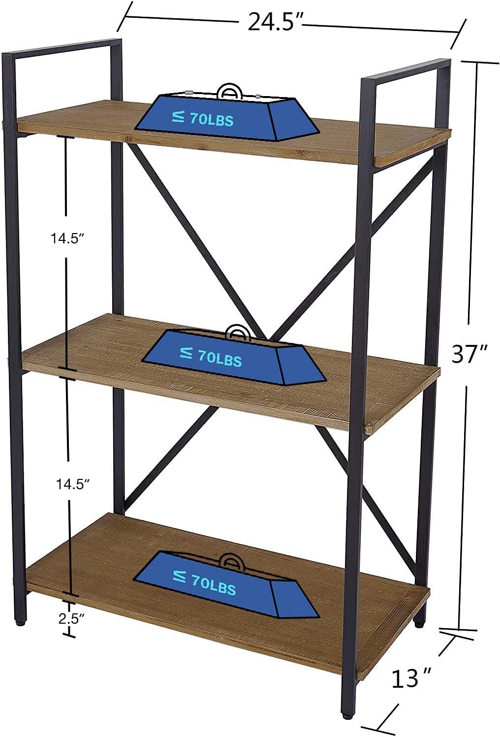 Solid Wood 3 Tier Small Bookshelf Storage Rack I4080