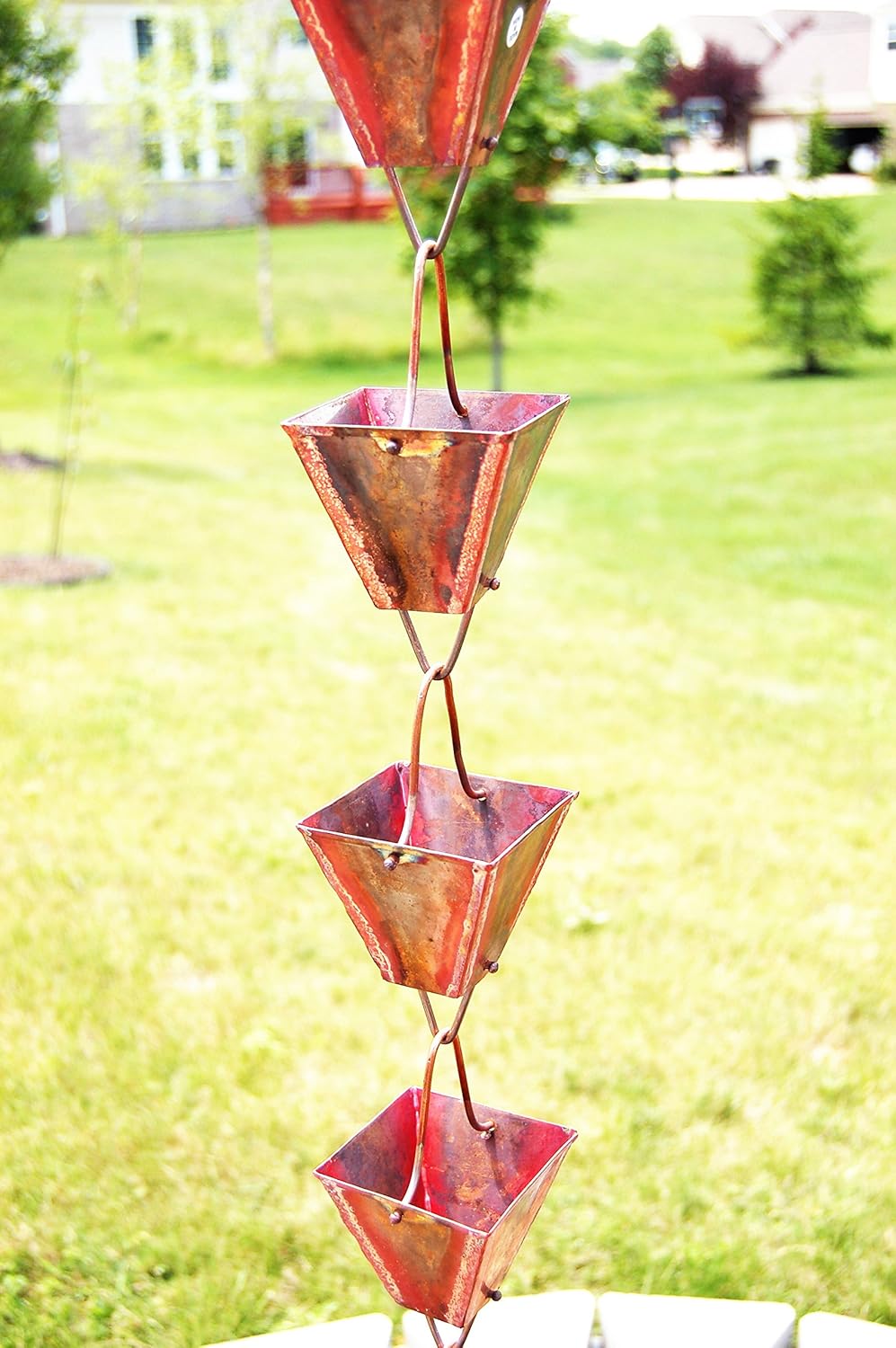 Antiqued Pure Copper Metal Rain Chain E119332