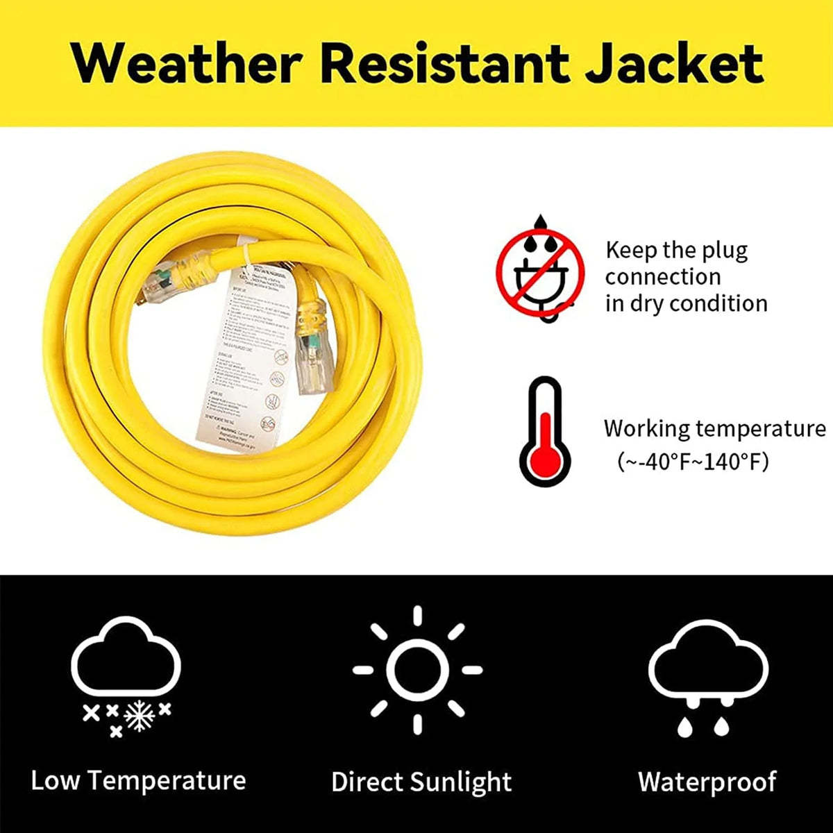 25 Ft 10/3 SJTW Yellow Outdoor/Indoor Extension Cord L263