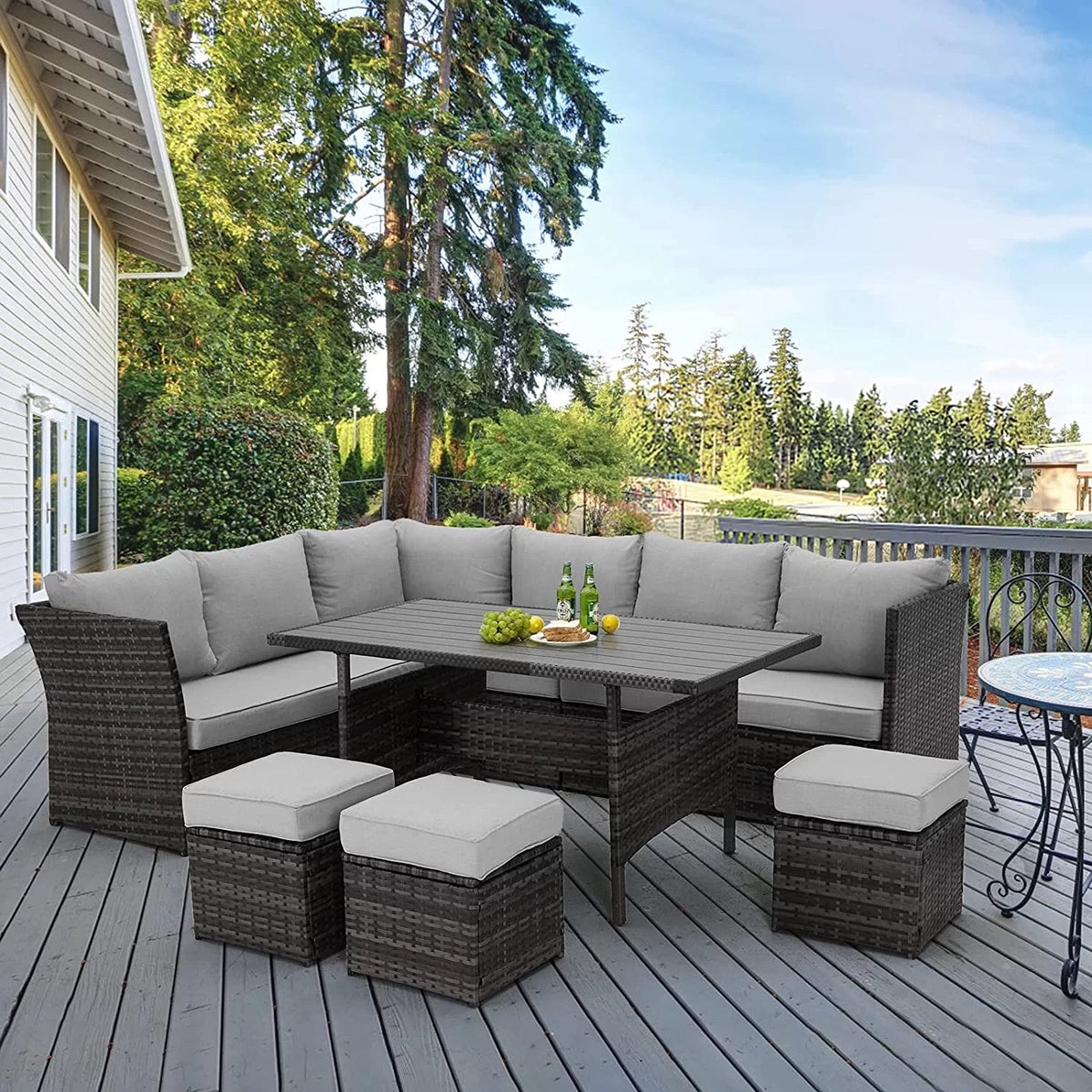 7 Piece Rattan Wicker Patio Conversation Set E392