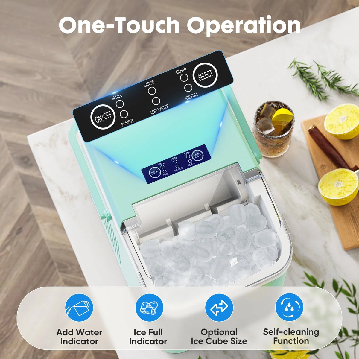 Black Portable Countertop Ice Maker with Handle and Ice Scoop X900815