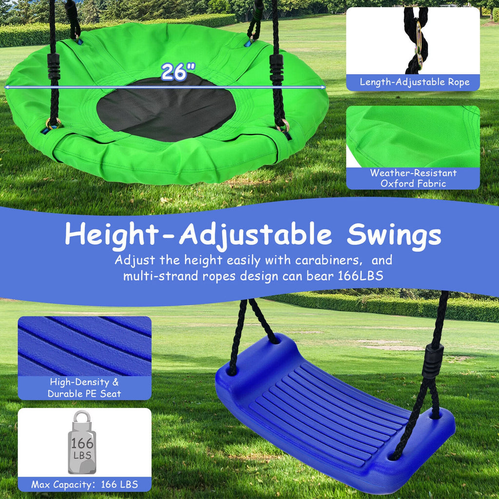 Kids Swing Set with Basketball Hoop & Climbing Ladder S96014