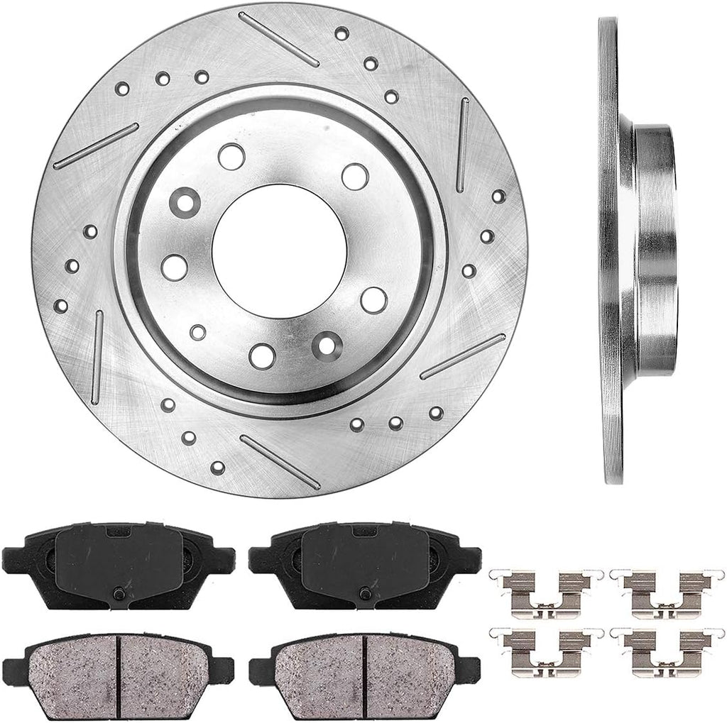 280mm 5 Lug Rear Rotors + Ceramic Pads + Clips Y535511
