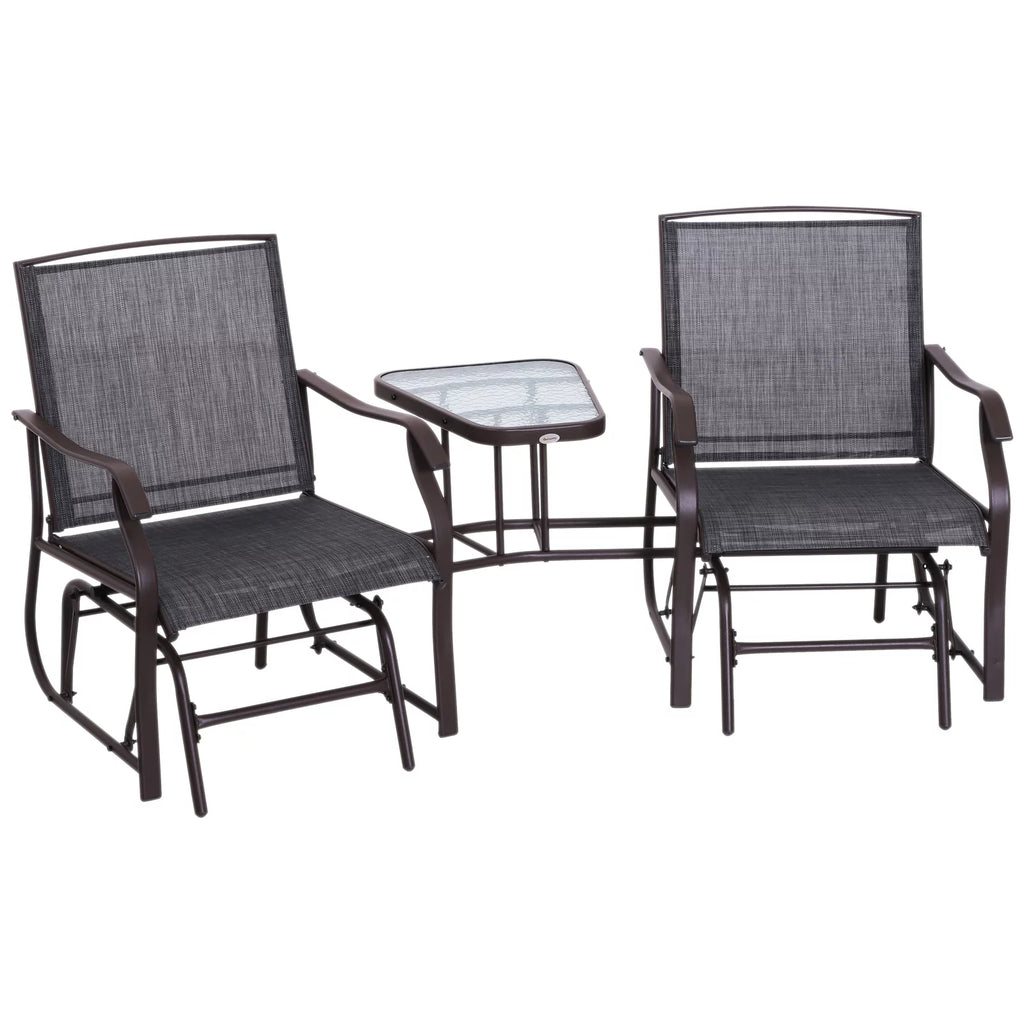 2 Person Sling Fabric Double Glider Rocker Chair with Table K5785