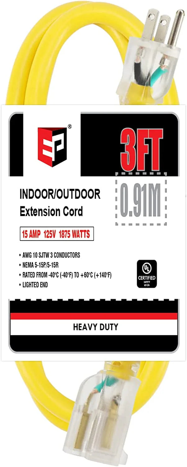 25 Ft 10/3 SJTW Yellow Outdoor/Indoor Extension Cord L263