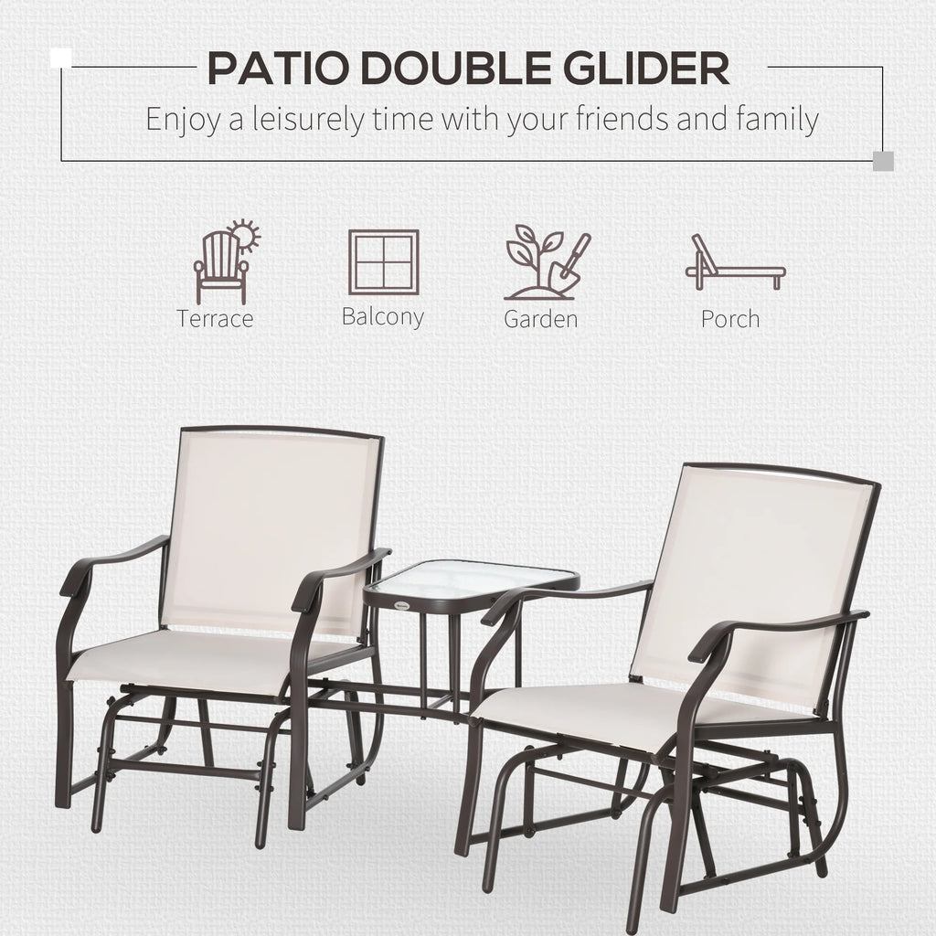 2 Person Sling Fabric Double Glider Rocker Chair with Table K5785