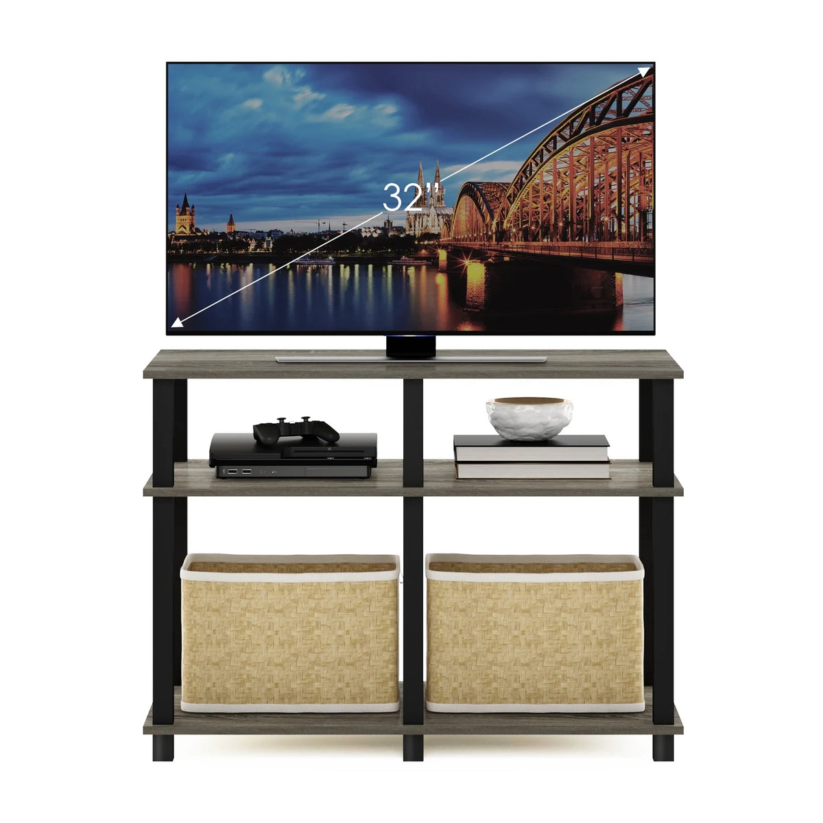 French Oak Black TV Stand up to 40 Inch Y371