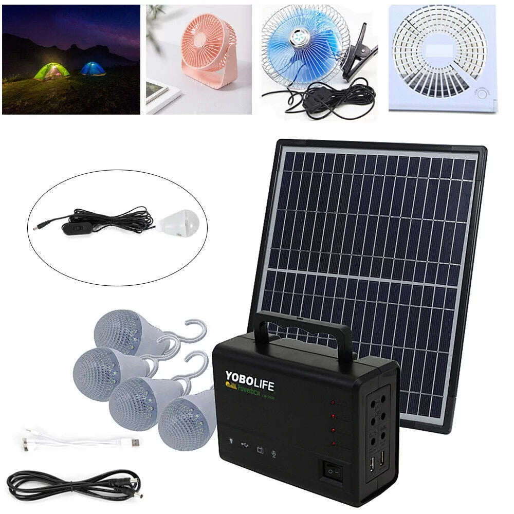 Portable Solar Generator with Solar Panel and LED Lights S39313