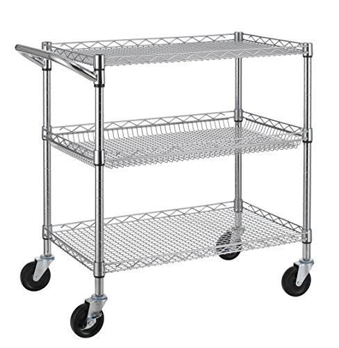 3 Tier Heavy Duty Wire Rolling Utility Cart Z6412