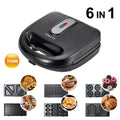 6-in-1 Non-Stick Waffle Maker Panini Press Sandwich Maker U887402