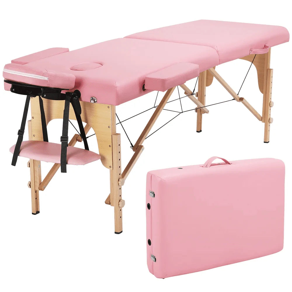 Pink Portable Massage Table 84 Inches 2 Fold Adjustable N89321