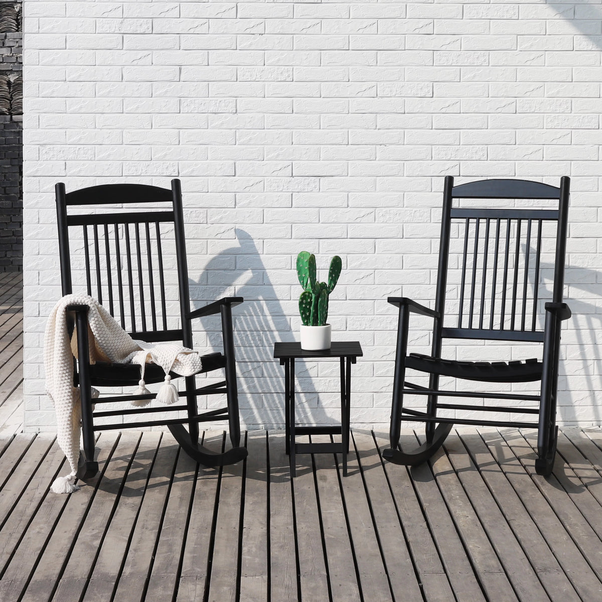 Black Wood Rocking Chair Set of 3 K68599