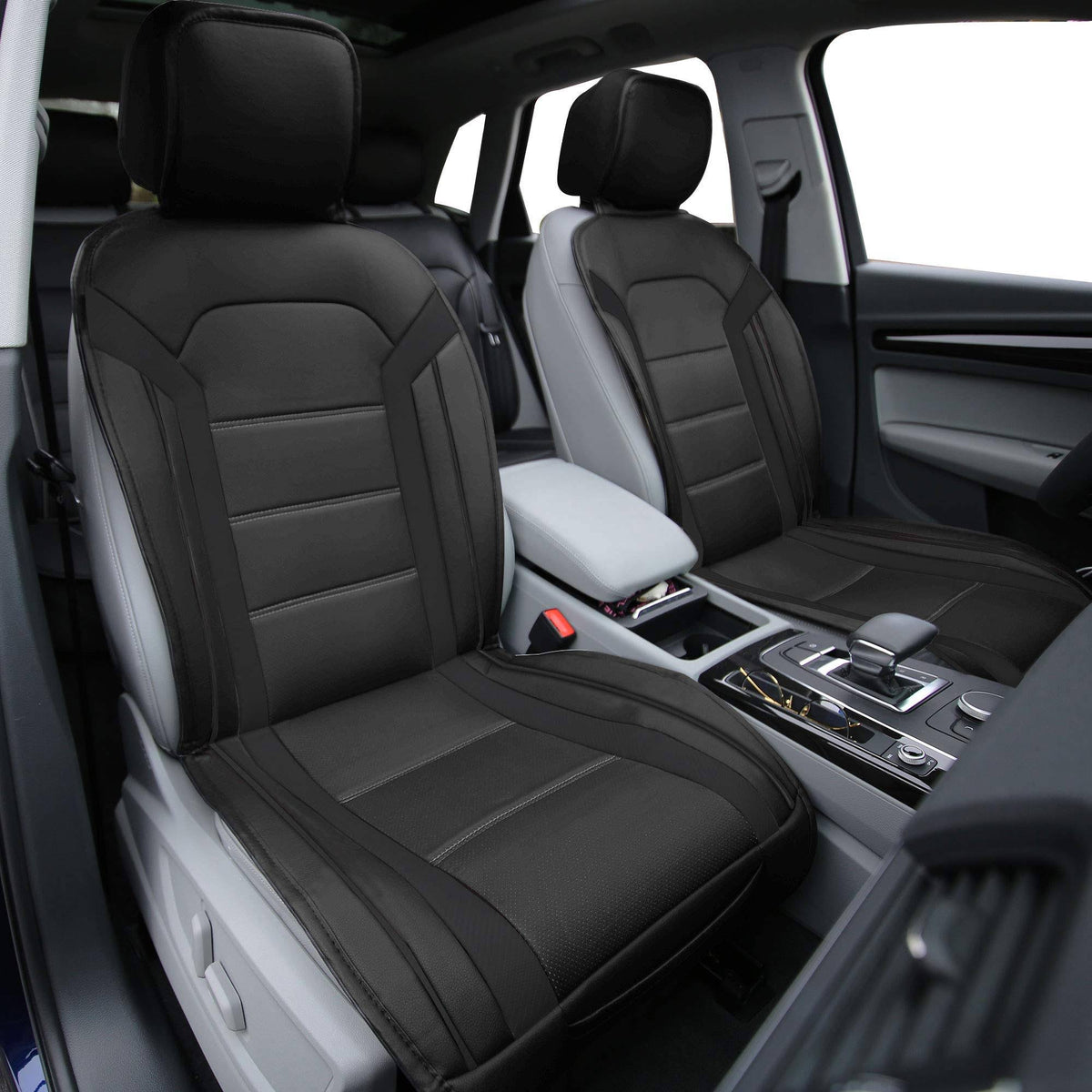 Black Leatherette Car Seat Cushions D2127