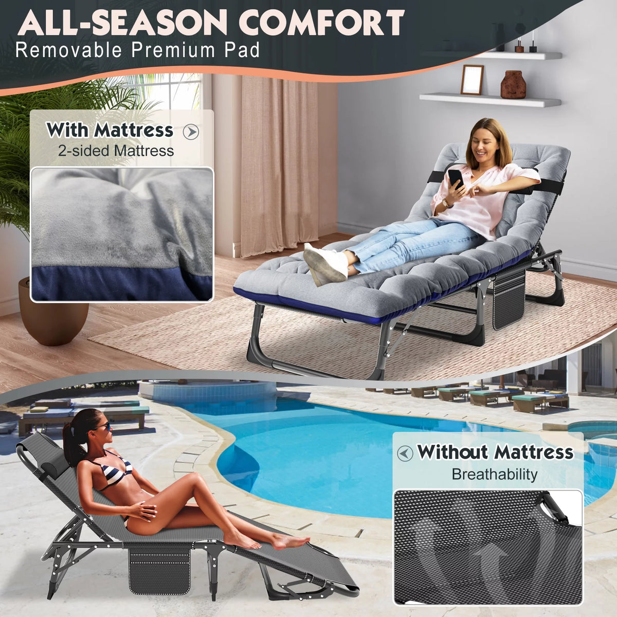 Folding Bed with Mattress and Carry Bag B361187
