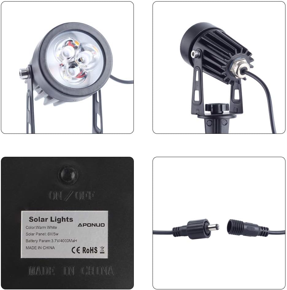 Solar Spotlights IP65 Waterproof 4 Warm White Landscape Lights V257773