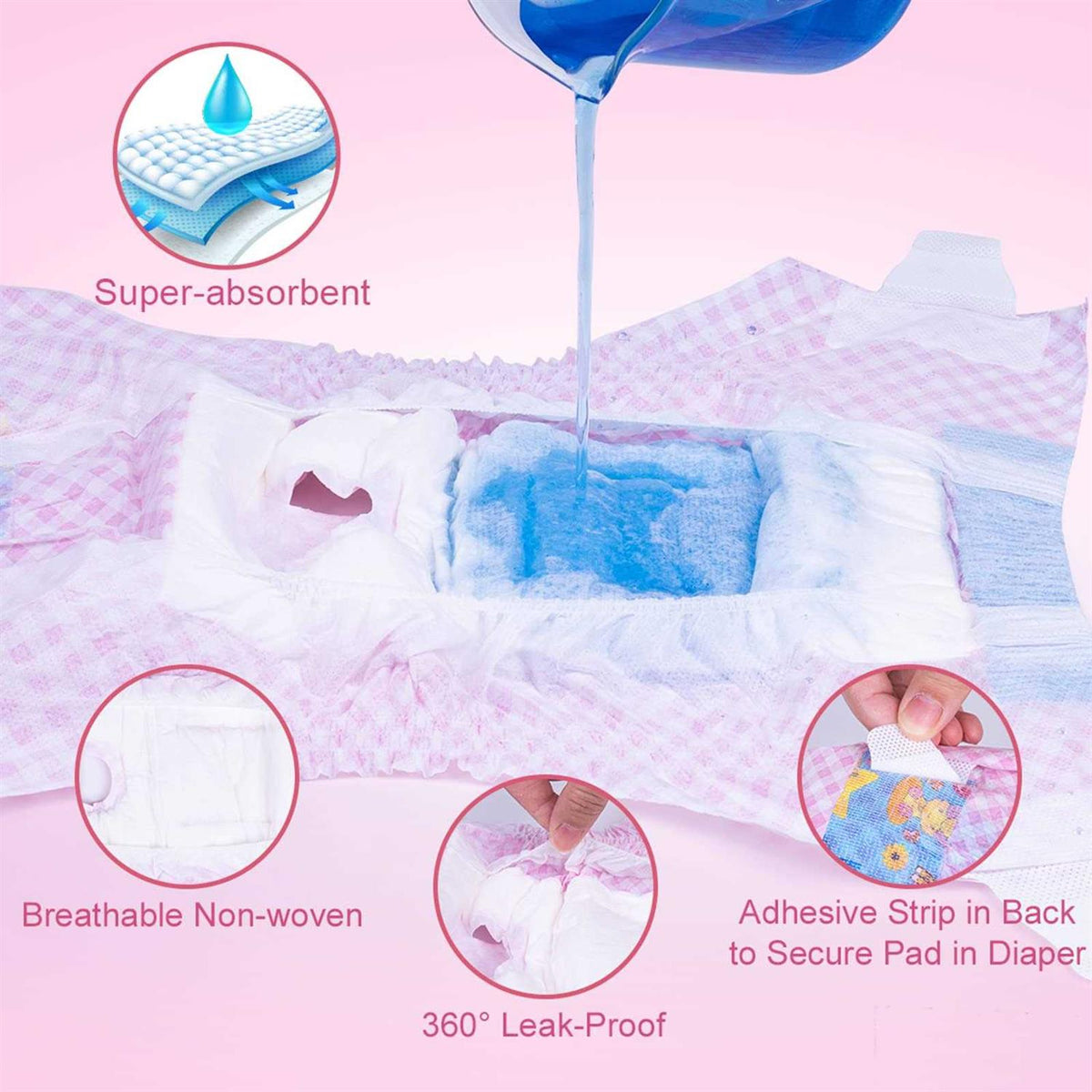 Disposable Female Dog Diapers with Adjustable Elastic Waistline U114680
