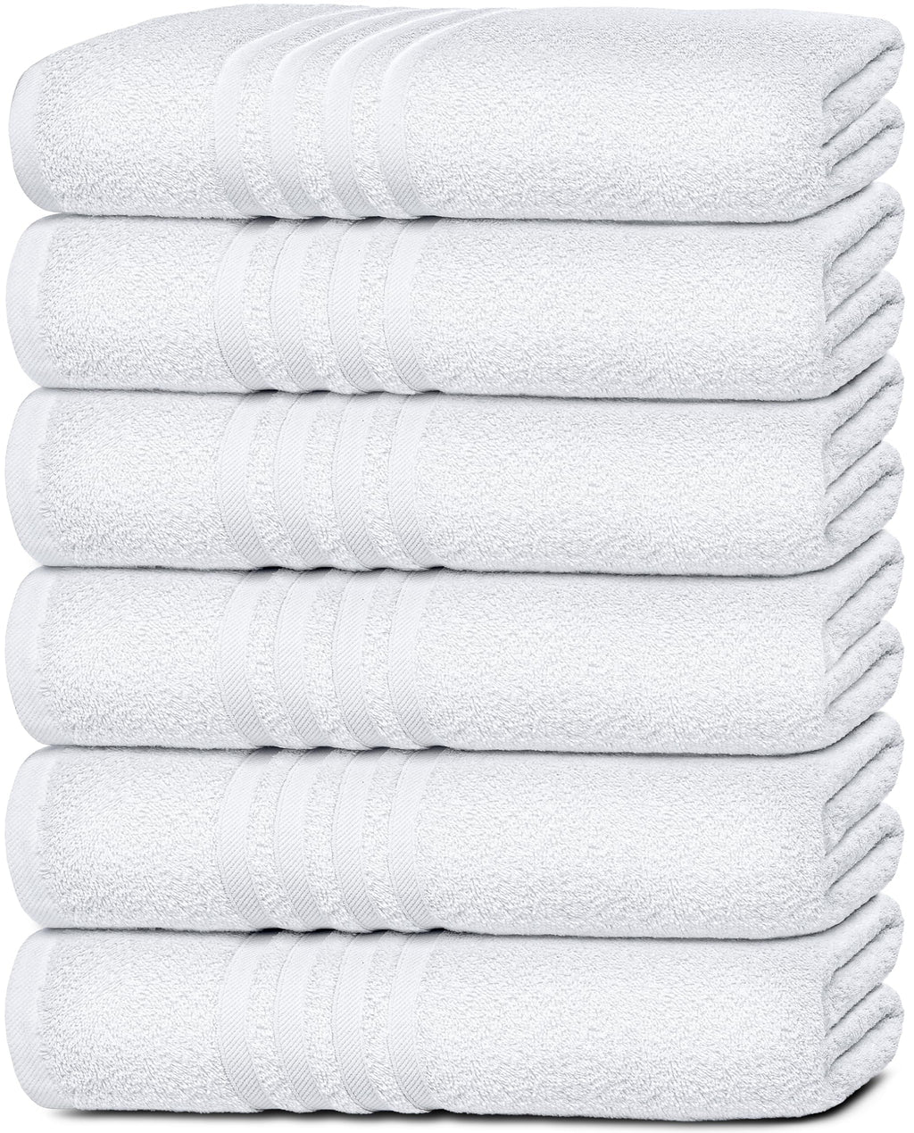 Cotton Bath Towels 24x50 Inch 6 Pack White P26850