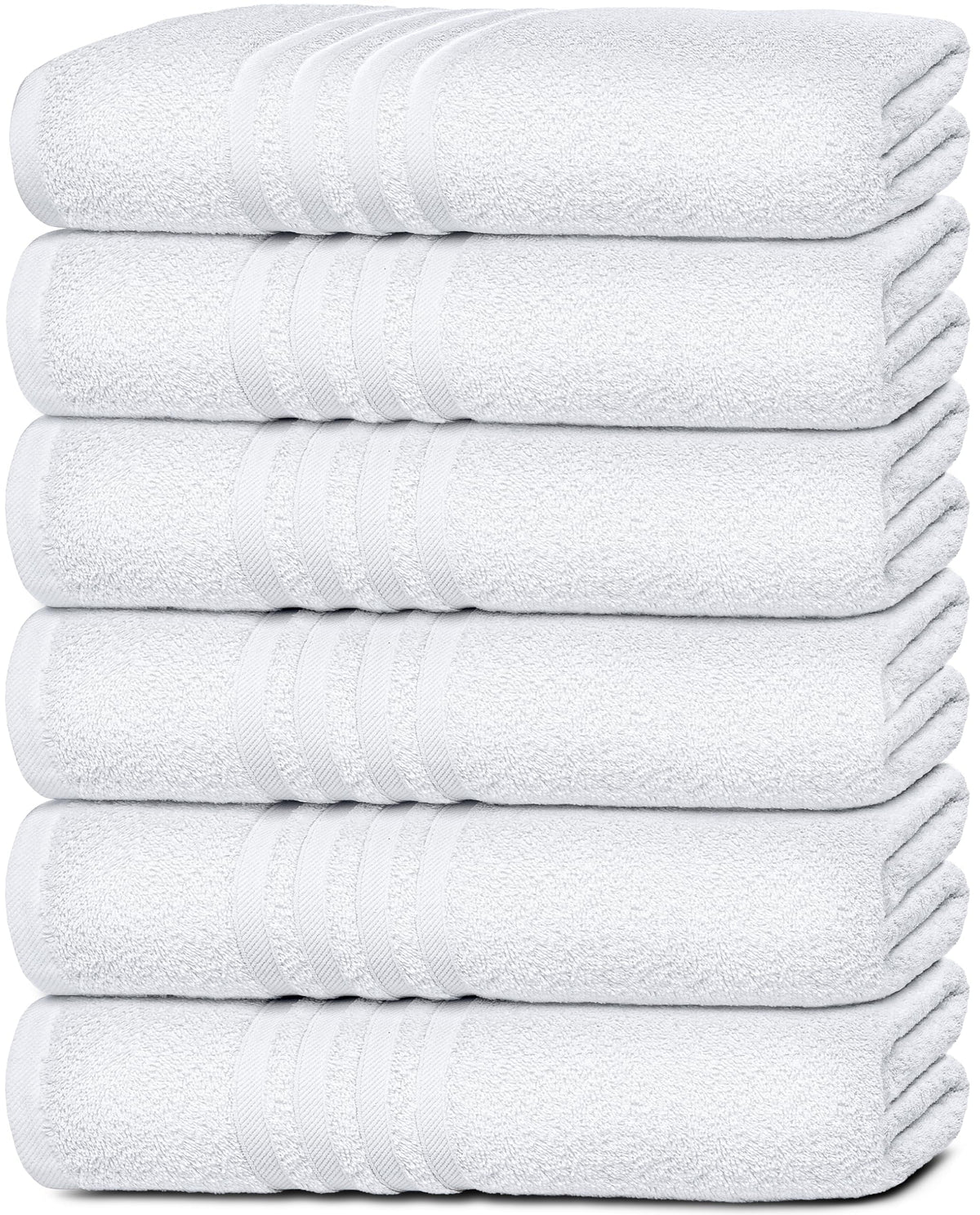 Cotton Bath Towels 24x50 Inch 6 Pack White P26850