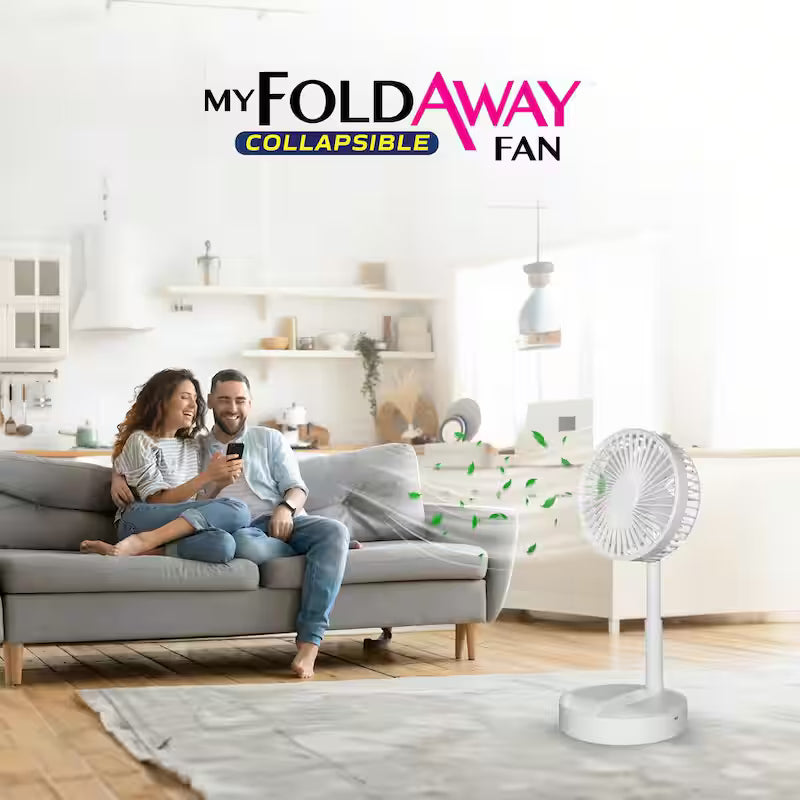 2-in-1 Adjustable Height Foldable Portable Rechargeable Floor and Table Fan M6463