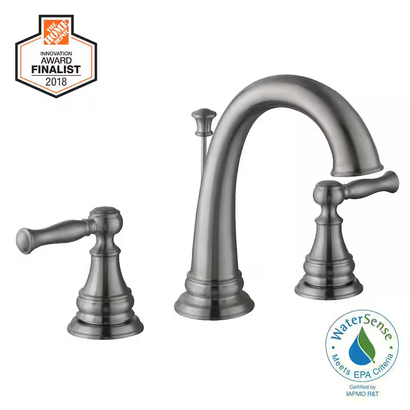 8 in. Widespread Double-Handle High-Arc Bathroom Faucet Brushed Nickel A263