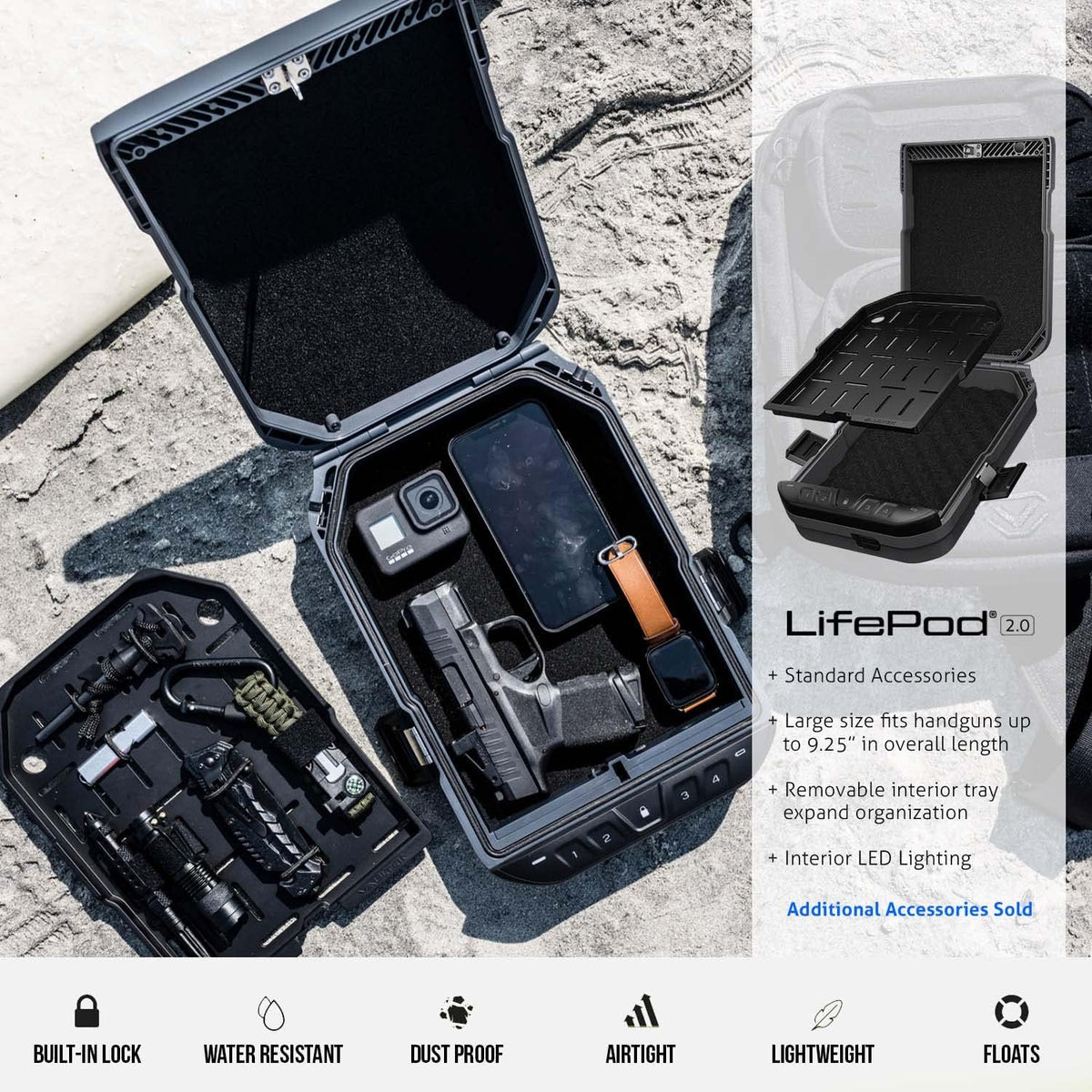 Waterproof Electronic Lock Handgun Case with Backlit Keypad T802