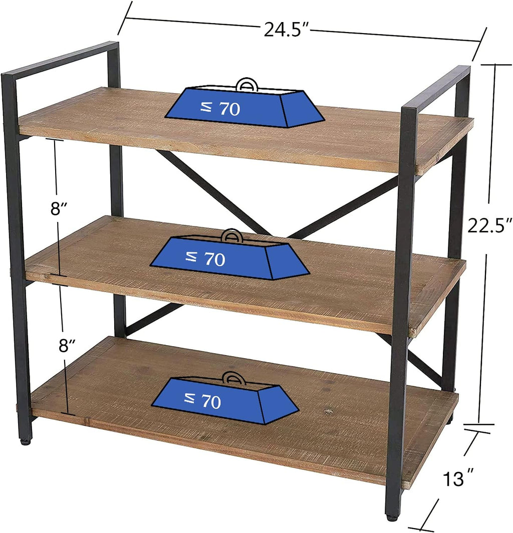 Solid Wood 3 Tier Small Bookshelf Storage Rack I4080
