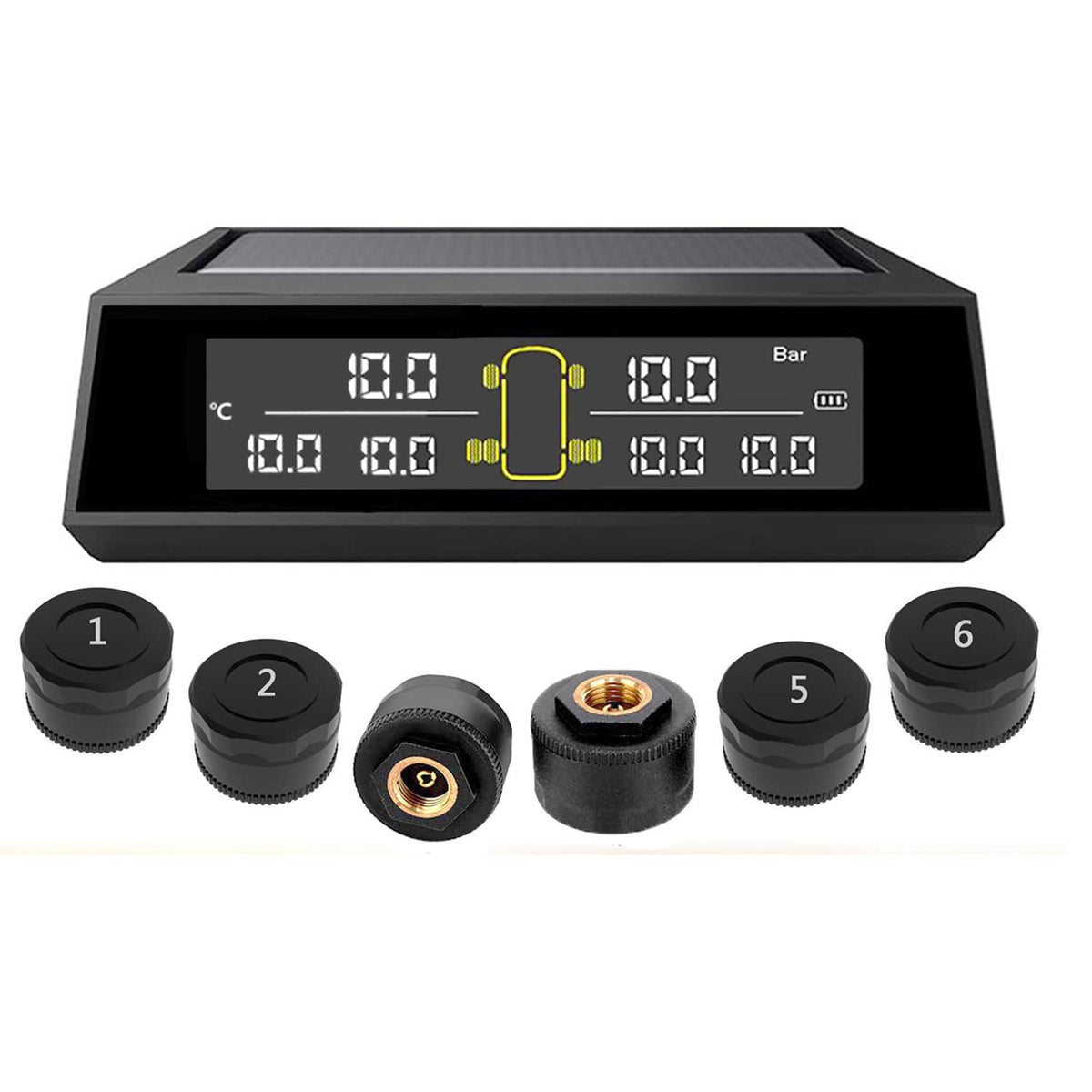 Wireless Solar Tire Pressure Monitoring System with 6 External Sensors B3134