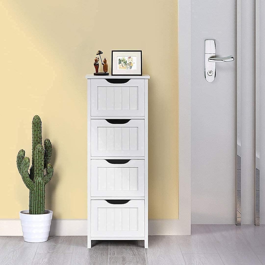 White 4 Drawer Wooden Storage Cabinet A312188