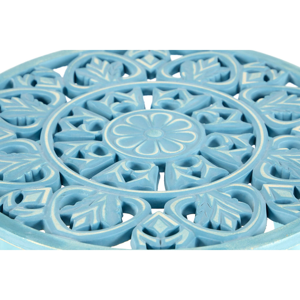 Gray Brown Carved Wood Round Accent Table J676388