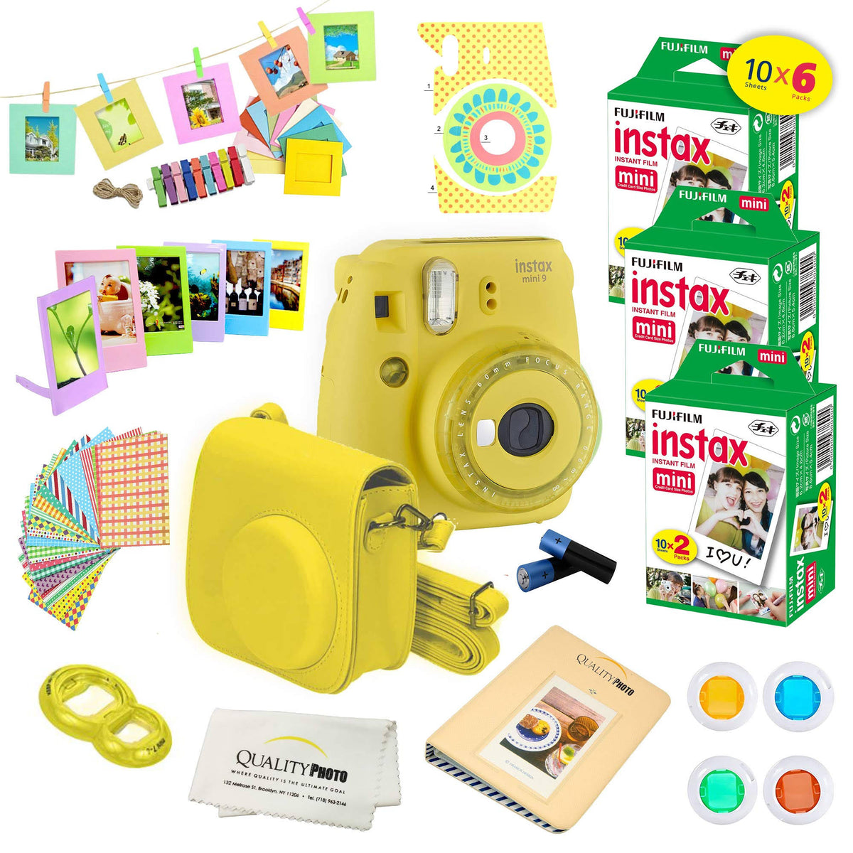 Yellow Instant Camera with 60 Pack Instant Film C6938