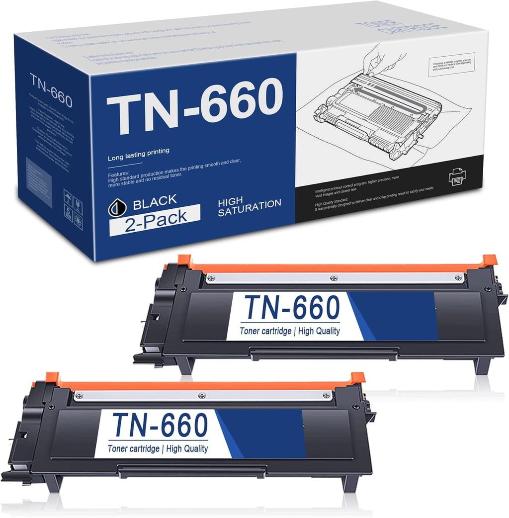 Compatible TN-660 TN660 Toner Cartridge Black 2 Pack H914037