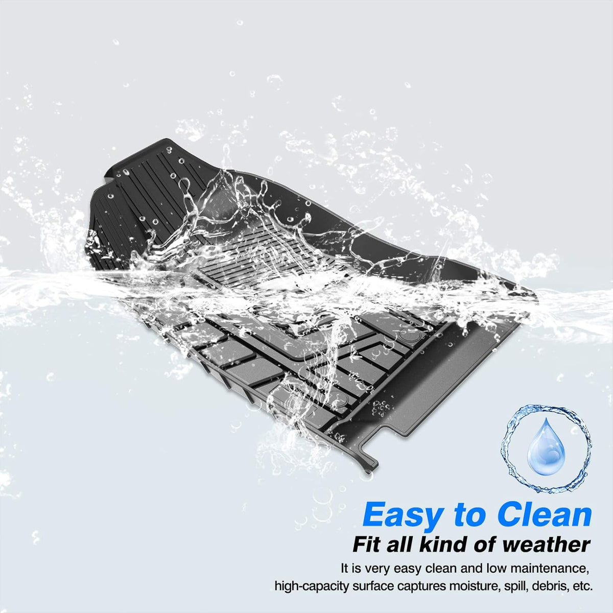 Black TPE Car Floor Mats 2 Row B7290
