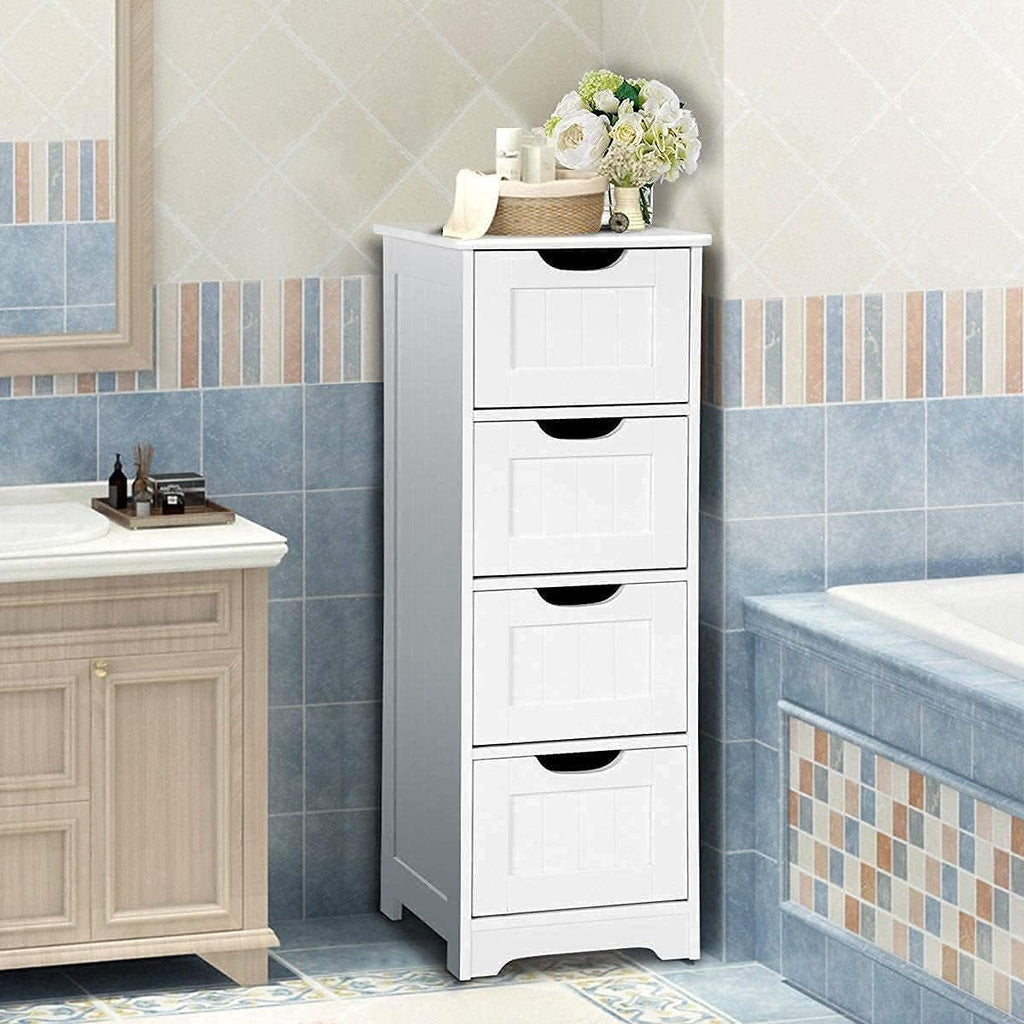 White 4 Drawer Wooden Storage Cabinet A312188