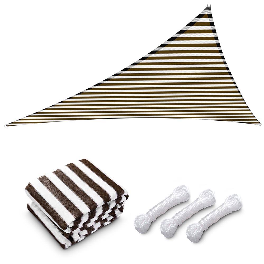 Brown White Triangle Sun Sail Shade Canopy J905893