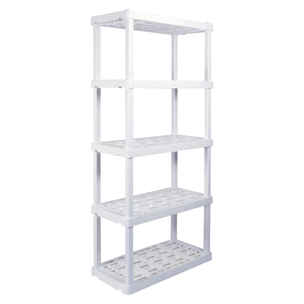 5 Shelf Plastic Shelving, 2 Pack, White, 750 lbs Capacity A94927