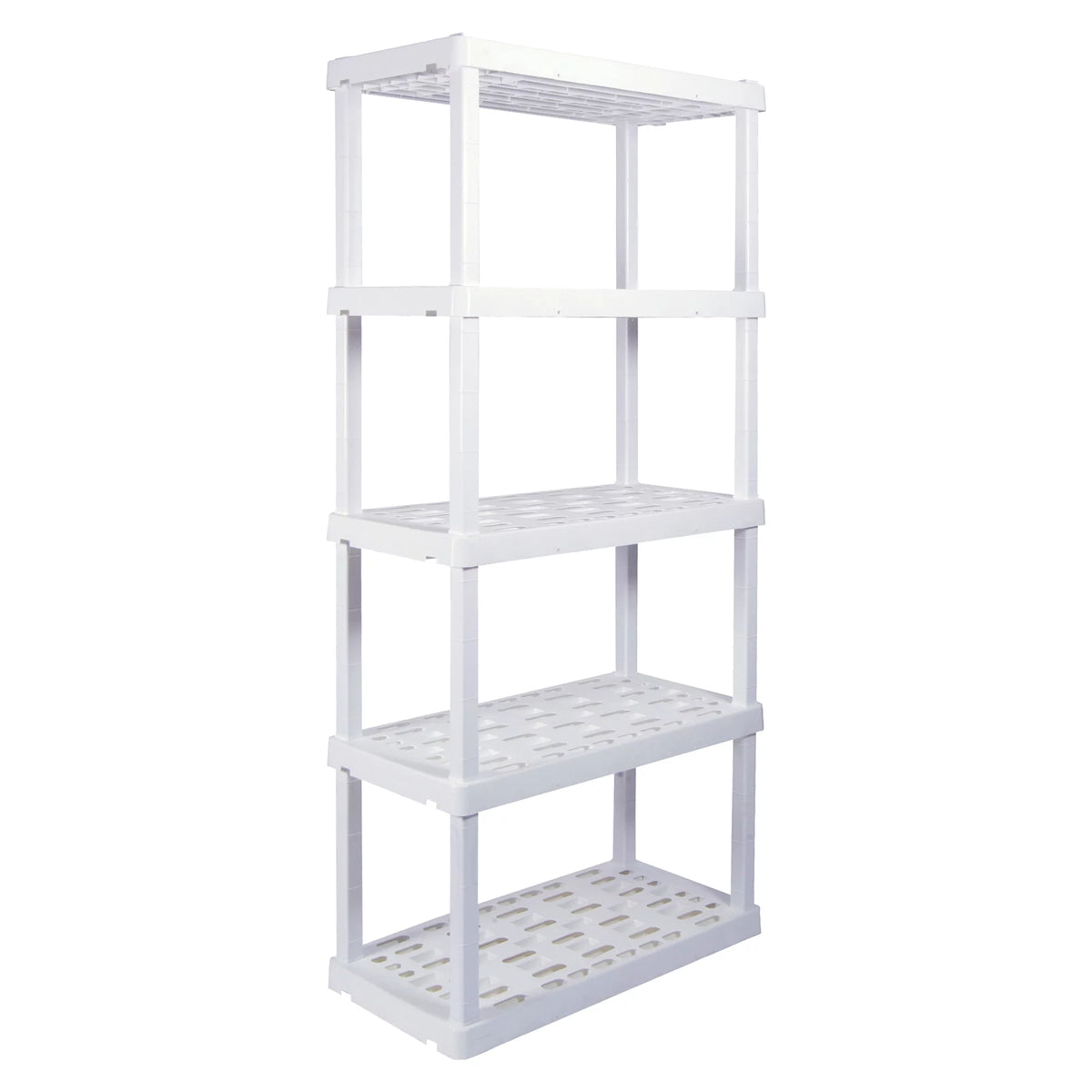5 Shelf Plastic Shelving, 2 Pack, White, 750 lbs Capacity A94927