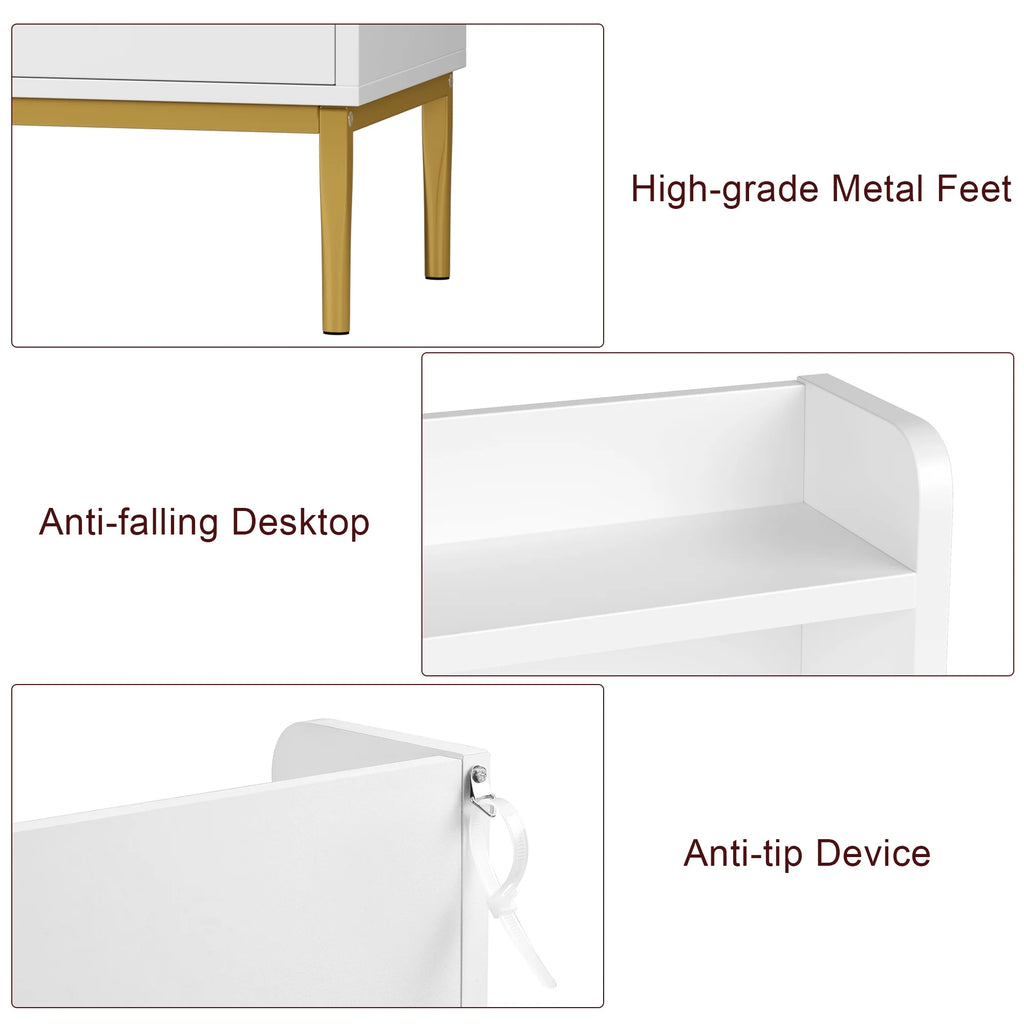White 6 Drawer Wood Dresser with Hutch R4731