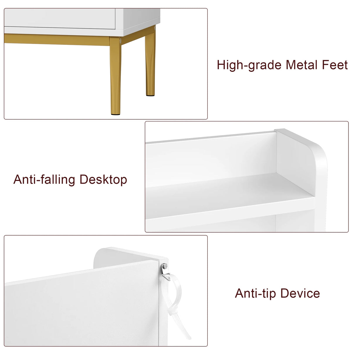White 6 Drawer Wood Dresser with Hutch R4731