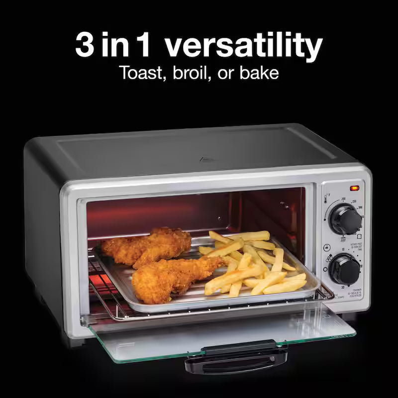 1100-Watt 4-Slice Black Toaster Oven Broiler F443080