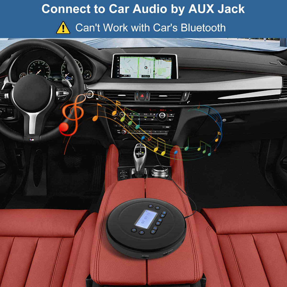 Portable Bluetooth CD Player with Dual Headphone Jack K94585