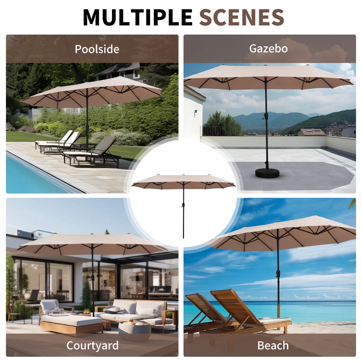 13 FT Patio Umbrella with Easy Crank, Dark Blue O618472