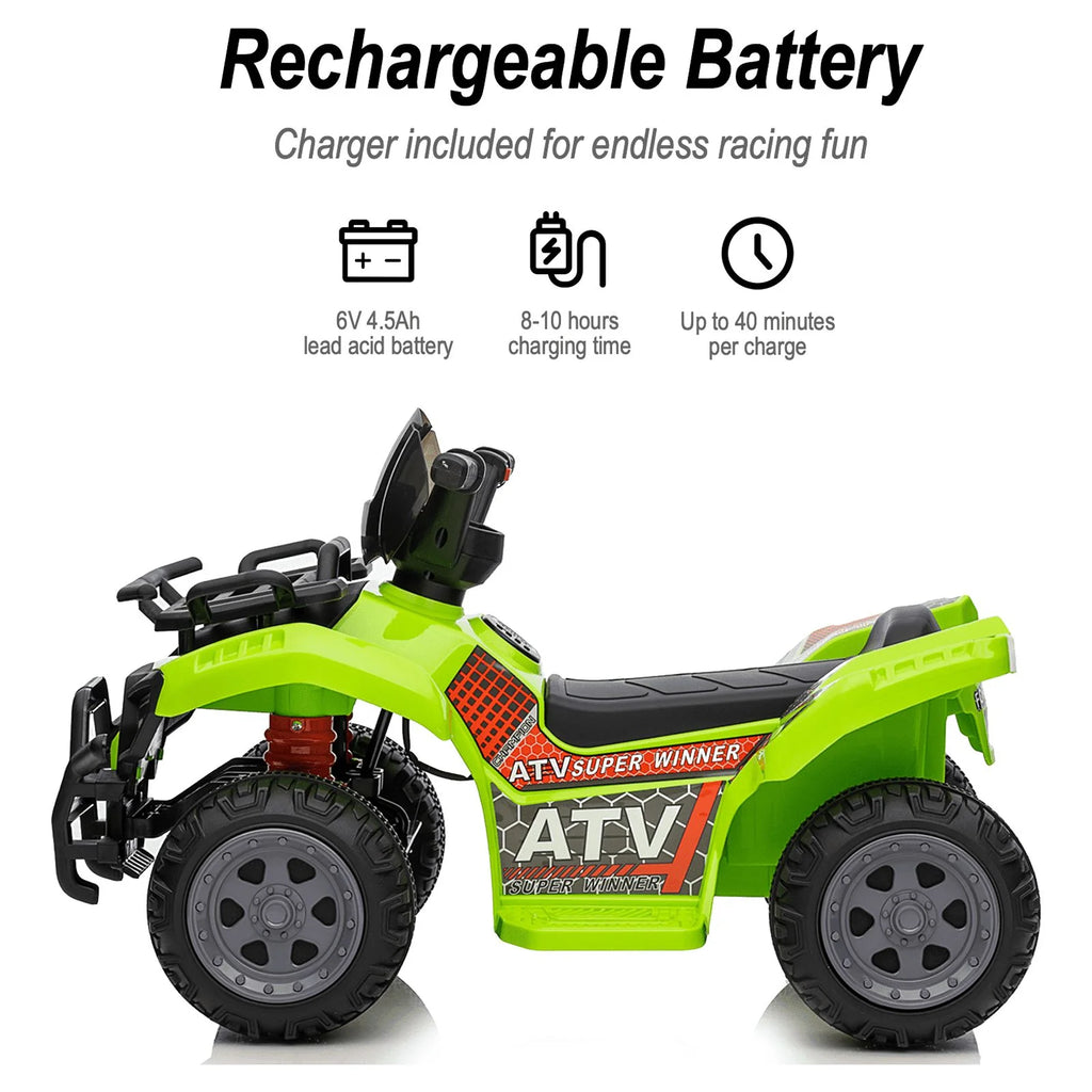 6V Ride-on Toy Kids ATV 4 Wheeler with Music Green I494